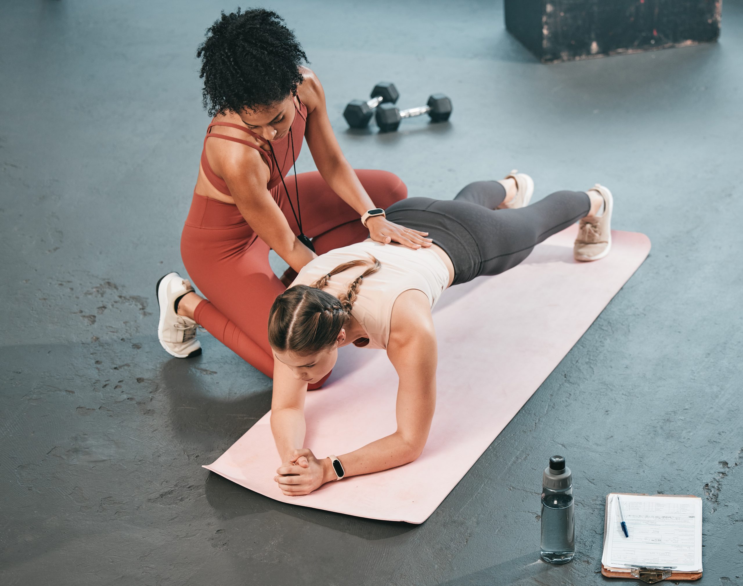 fitness trainer and client
